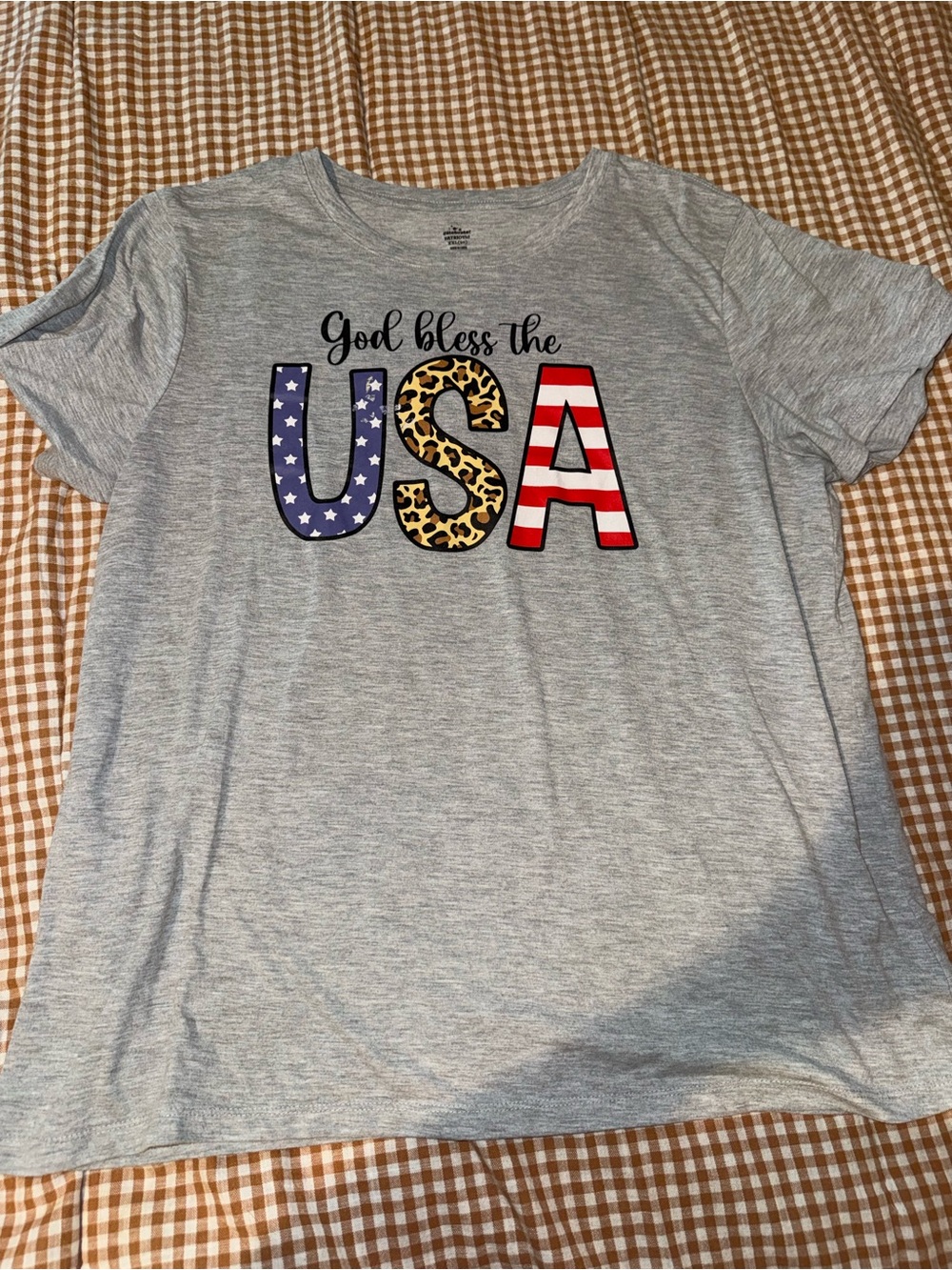 God Bless the USA Graphic Tee - Heather Gray